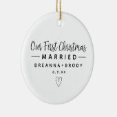 シンプルモダン初めてのクリスマス結婚した写真 セラミックオーナメント (右)