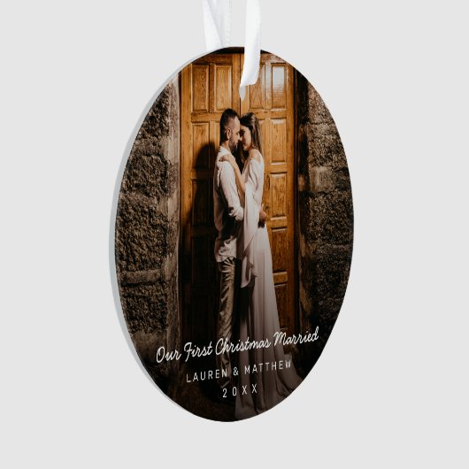 シンプルモダン初めてのクリスマス結婚した オーナメント (正面)