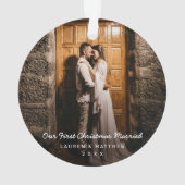 シンプルモダン初めてのクリスマス結婚した オーナメント (裏面)