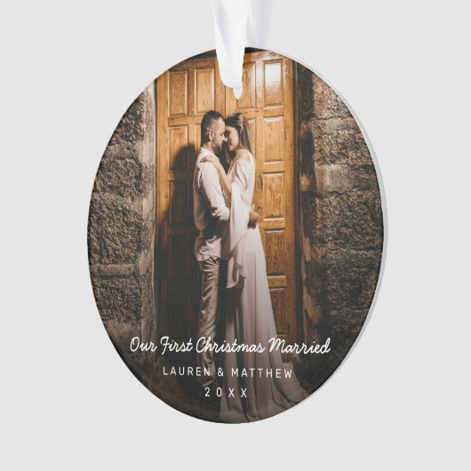シンプルモダン初めてのクリスマス結婚した オーナメント (正面)