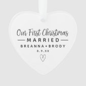 シンプルモダン初めてのクリスマス結婚した オーナメント (正面)