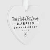 シンプルモダン初めてのクリスマス結婚した オーナメント (正面)