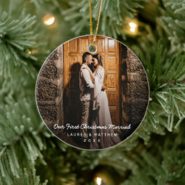 シンプルモダン初めてのクリスマス結婚した セラミックオーナメント