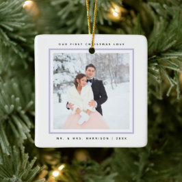 シンプルモダン初めてのクリスマスMr. and Mrs. 2写真 セラミックオーナメント