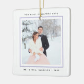 シンプルモダン初めてのクリスマスMr. and Mrs. 2写真 セラミックオーナメント (左)