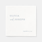 シンプルモダン制 |ほこりっぽいブルー結婚ズ スタンダードカクテルナプキン (正面)