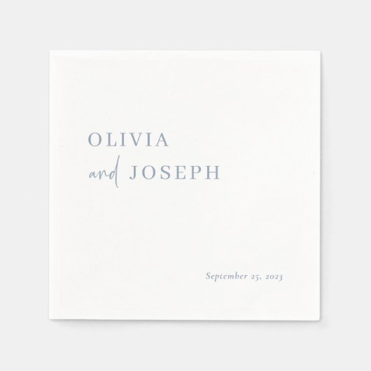 シンプルモダン制 |ほこりっぽいブルー結婚ズ スタンダードカクテルナプキン (正面)