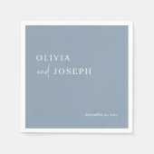 シンプルモダン制 |ほこりっぽいブルー結婚ズ スタンダードカクテルナプキン (正面)