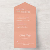 シンプルモダン制 | ピーチ結婚ス オールインワン招待状 (内側)