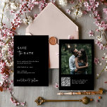 シンプルモダン制 |写真結婚の セーブザデート<br><div class="desc">これらのエレガント、暗い黒い結婚式の日付カードを保存しシンプルて、非常に手書きのスクリプトとクリーンなレイアウトにスタイリッシュよってモダンは、ミニマルである。あなたの写真とQRコードは背面に行く。</div>