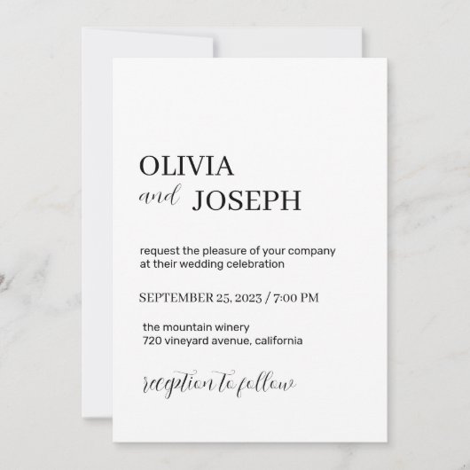 シンプルモダン制 |白結婚色 招待状 (正面)