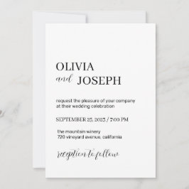 シンプルモダン制 |白結婚色 招待状