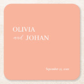 シンプルモダン制 | 結婚桃 スクエアペーパーコースター (正面)