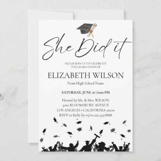 シンプルモダン卒業した 招待状 (正面)