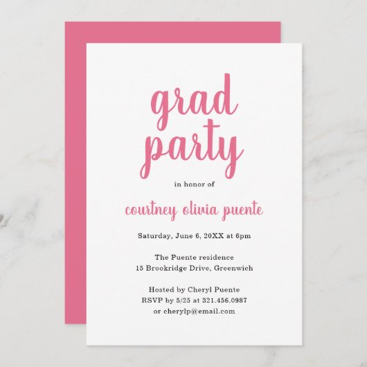 シンプルモダン卒業党 招待状 (正面/裏面)