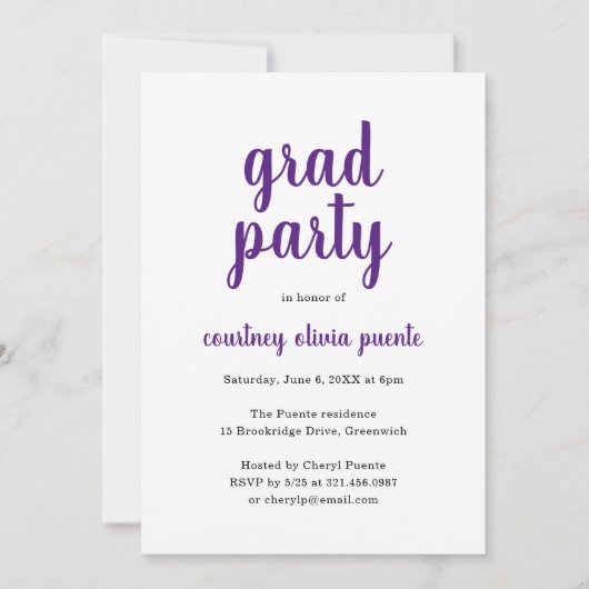 シンプルモダン卒業党 招待状 (正面)