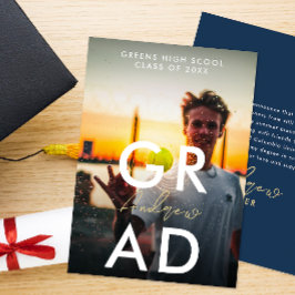 シンプルモダン卒業写真およびはっきりしたタイポグラフィ 案内状