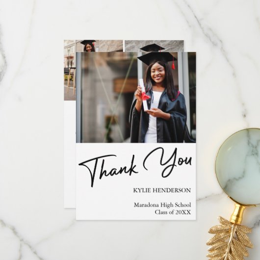 シンプルモダン卒業写真 サンキューカード (正面/裏面インサイチュ)