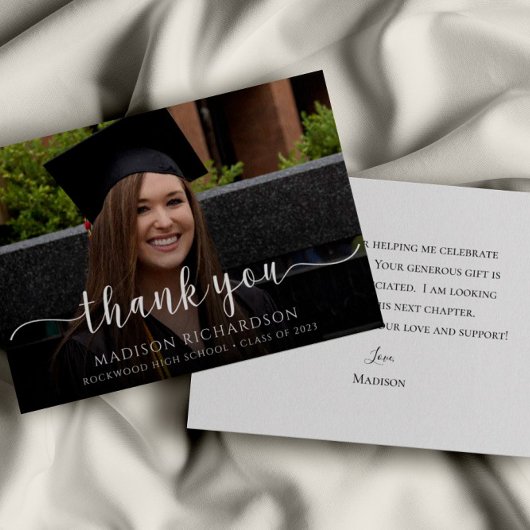 シンプルモダン卒業写真 サンキューカード