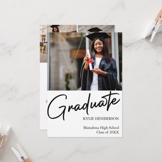 シンプルモダン卒業写真 招待状 (正面/裏面インサイチュ)