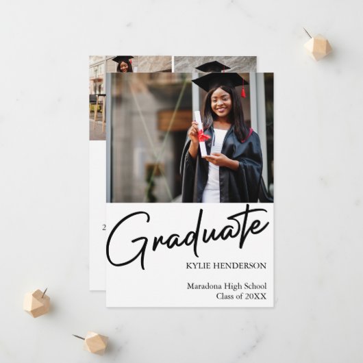 シンプルモダン卒業写真 案内状 (正面/裏面インサイチュ)