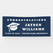 シンプルモダン卒業式キャプネイビーブルー 横断幕 (横)