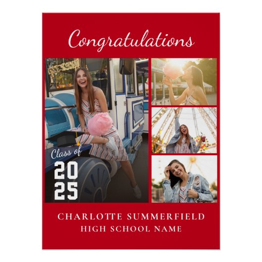 シンプルモダン卒業式2025写真コラージュ ポスター (正面)