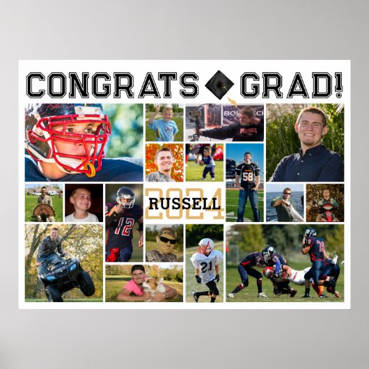 シンプルモダン卒業生17名フォトコラージュ ポスター (正面)