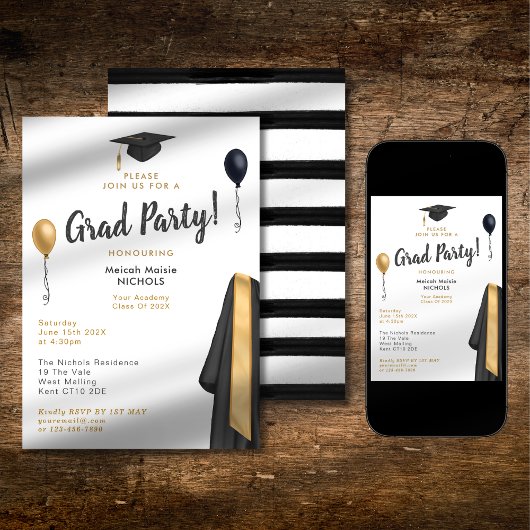 シンプルモダン卒業高校ColIege Uni 招待状