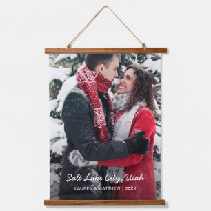 シンプルモダン可愛いカップルのバケーションフォト 吊り下げ型タペストリー