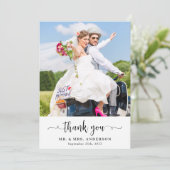 シンプルモダン可愛いシック結婚写真パーソナライズされたs サンキューカード (スタンド正面)