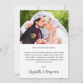 シンプルモダン可愛いシック結婚写真パーソナライズされたs サンキューカード (裏面)