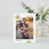 シンプルモダン可愛いスノーフレーク写真 シーズンポストカード (スタンド正面)