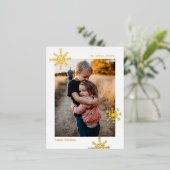 シンプルモダン可愛いスノーフレーク写真 箔シーズンポストカード (立ち正面)