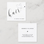 シンプルモダン可愛いハートエレガント美容師 スクエア名刺 (正面/裏面)