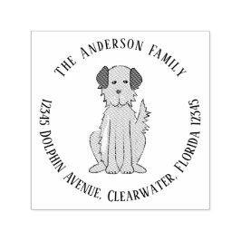 シンプルモダン可愛い犬のペット差出人住所 セルフインキングスタンプ