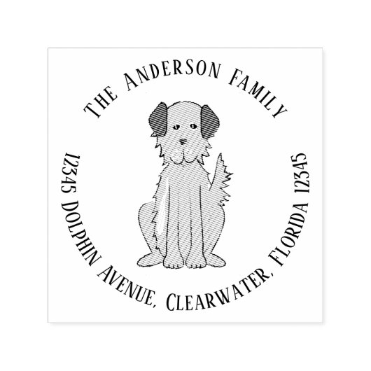 シンプルモダン可愛い犬のペット差出人住所 セルフインキングスタンプ (デザイン)