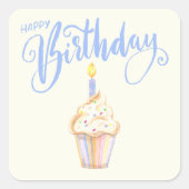 シンプルモダン可愛ハッピーバースデー スクエアシール (正面)