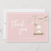 シンプルモダン台本ほこりっぽいピンクのベビーガール サンキューカード (正面)