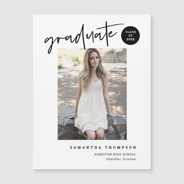 シンプルモダン台本スクール大学院写真磁石 (正面)