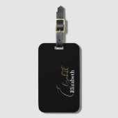 シンプルモダン名エレガント黒白 ラゲッジタグ (正面縦)