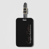 シンプルモダン名エレガント黒白 ラゲッジタグ (正面縦)
