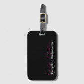 シンプルモダン名エレガント黒白 ラゲッジタグ (正面縦)