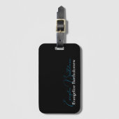 シンプルモダン名エレガント黒白 ラゲッジタグ (正面縦)