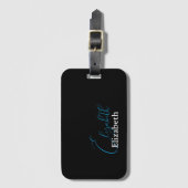 シンプルモダン名エレガント黒白 ラゲッジタグ (正面縦)