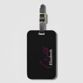 シンプルモダン名エレガント黒白 ラゲッジタグ (正面縦)