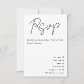 シンプルモダン名前をカスタムする結婚白黒 出欠カード (正面)