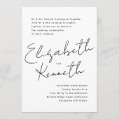 シンプルモダン名前をカスタムする結婚白黒 招待状 (正面)