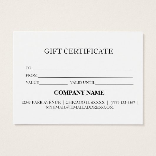 シンプルモダン商品券 (裏面)