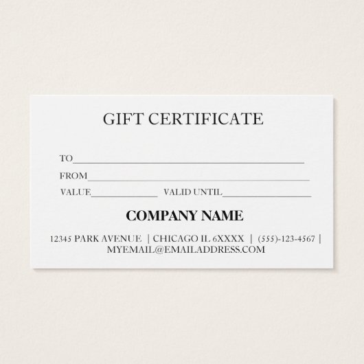 シンプルモダン商品券 (裏面)